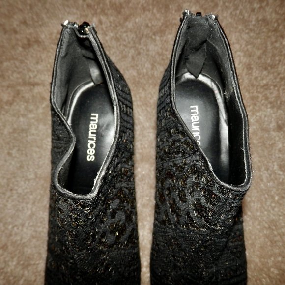 MAURICES BLACK AND GOLD SPARKLE FLECKS BOOTS * 4 IN HEEL * ZIP UP HEEL* SIZE 6 M - Picture 2 of 7